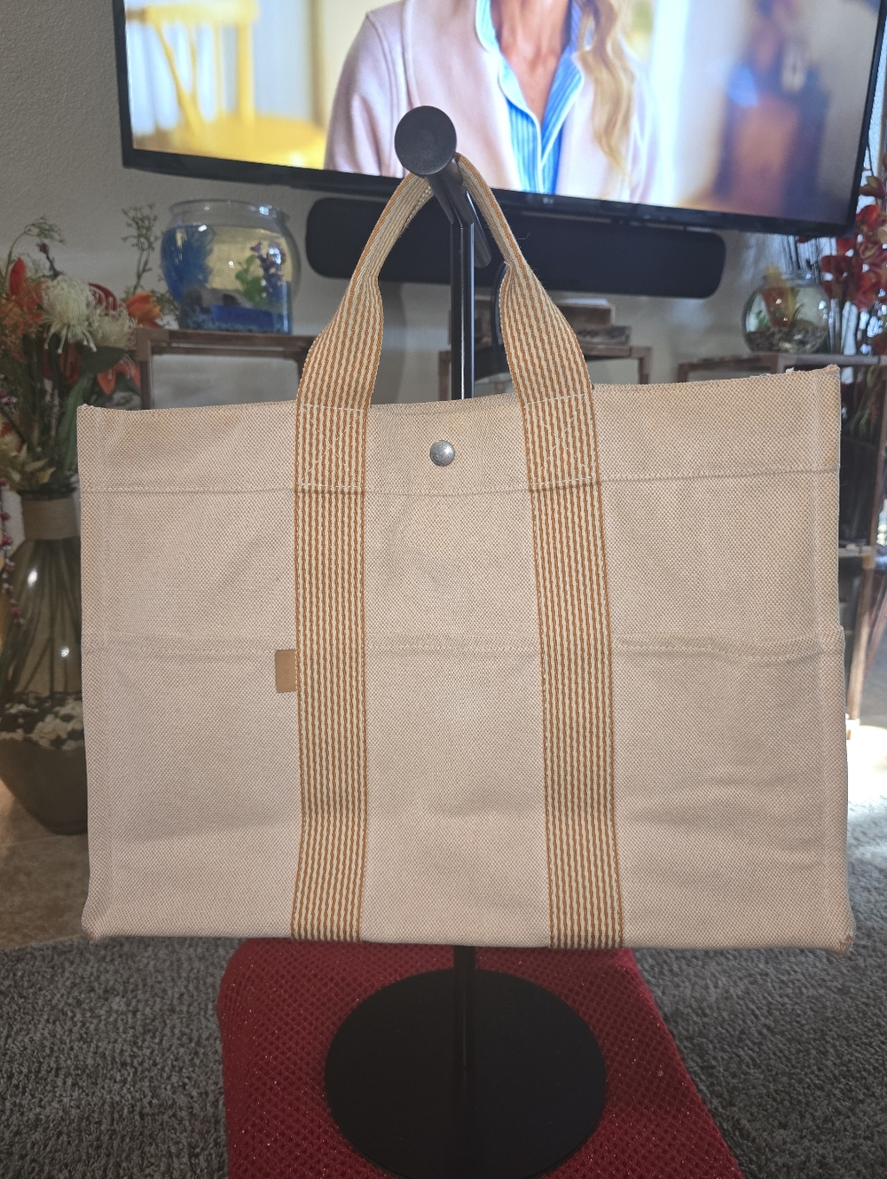 Hermes Toile Fourre Tout MM Tote Bag In Preloved Condition